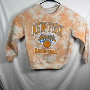Hybrid Apparel Orange and White Tie-Dye New York Knicks Crewneck Sweatshirt